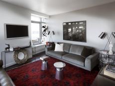 Contemporary Gray Living Room Serves Dual Purpose