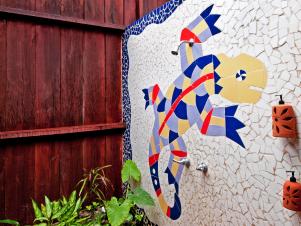 Mosaic Tile Outdoor Shower