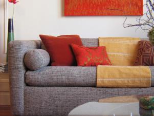 Contemporary Living Room With Tweed Sofa
