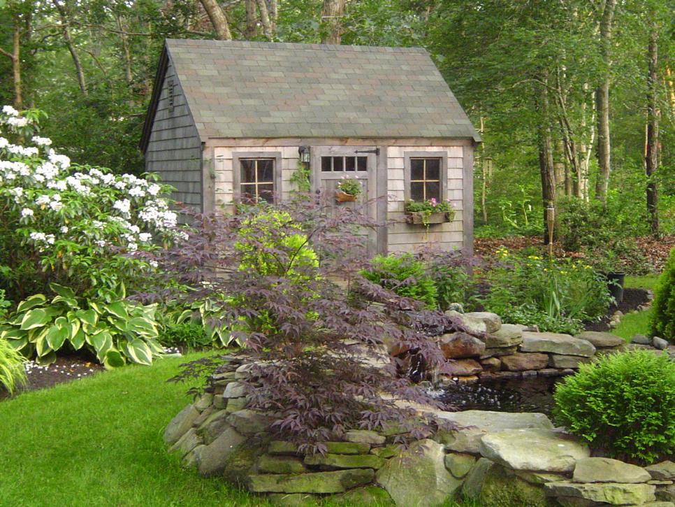 Shed With Stone Pond