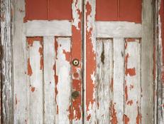 Weathered Wooden Red Door