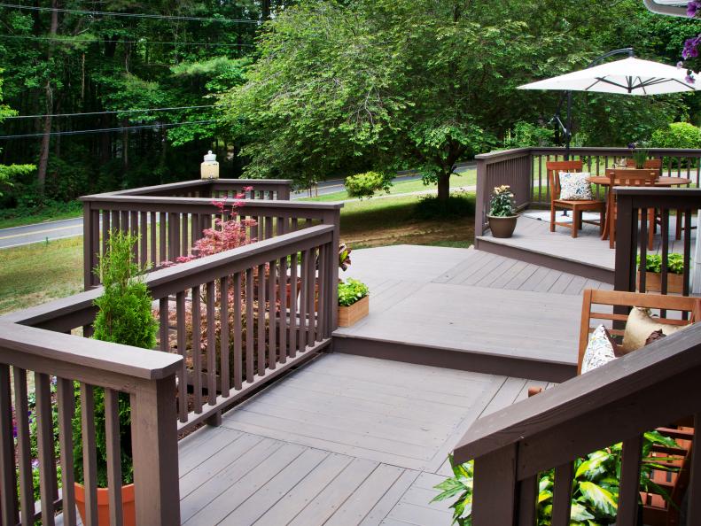 Transitional Deck With Patio Furniture