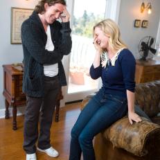 Emily Henderson and Ian Brennan Share Laugh in Living Room