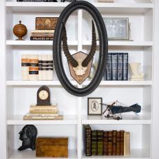 White Bookcase Display With Traditional Decor