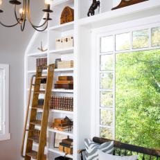 Built-In Bookshelves With Ladder 