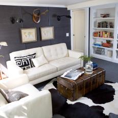 Contemporary Living Room With White Leather Furniture