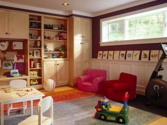 Kid's Playroom With Small Tables, Chairs and Shelves