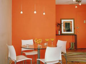 Orange Contemporary Dining Room