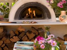 Outdoor Pizza Oven and Dining Area