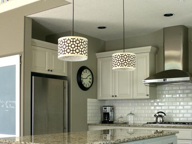 images of drum light fixtures over kitchen table