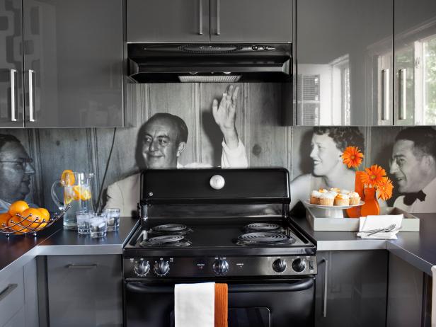 Sleek Contemporary Kitchen With Photo Backsplash