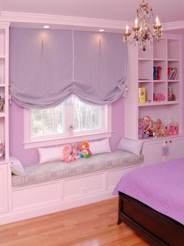 Purple Girl S Room With Window Seat Hgtv