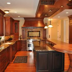 Traditional Kitchen With Tile Trim and Large Island