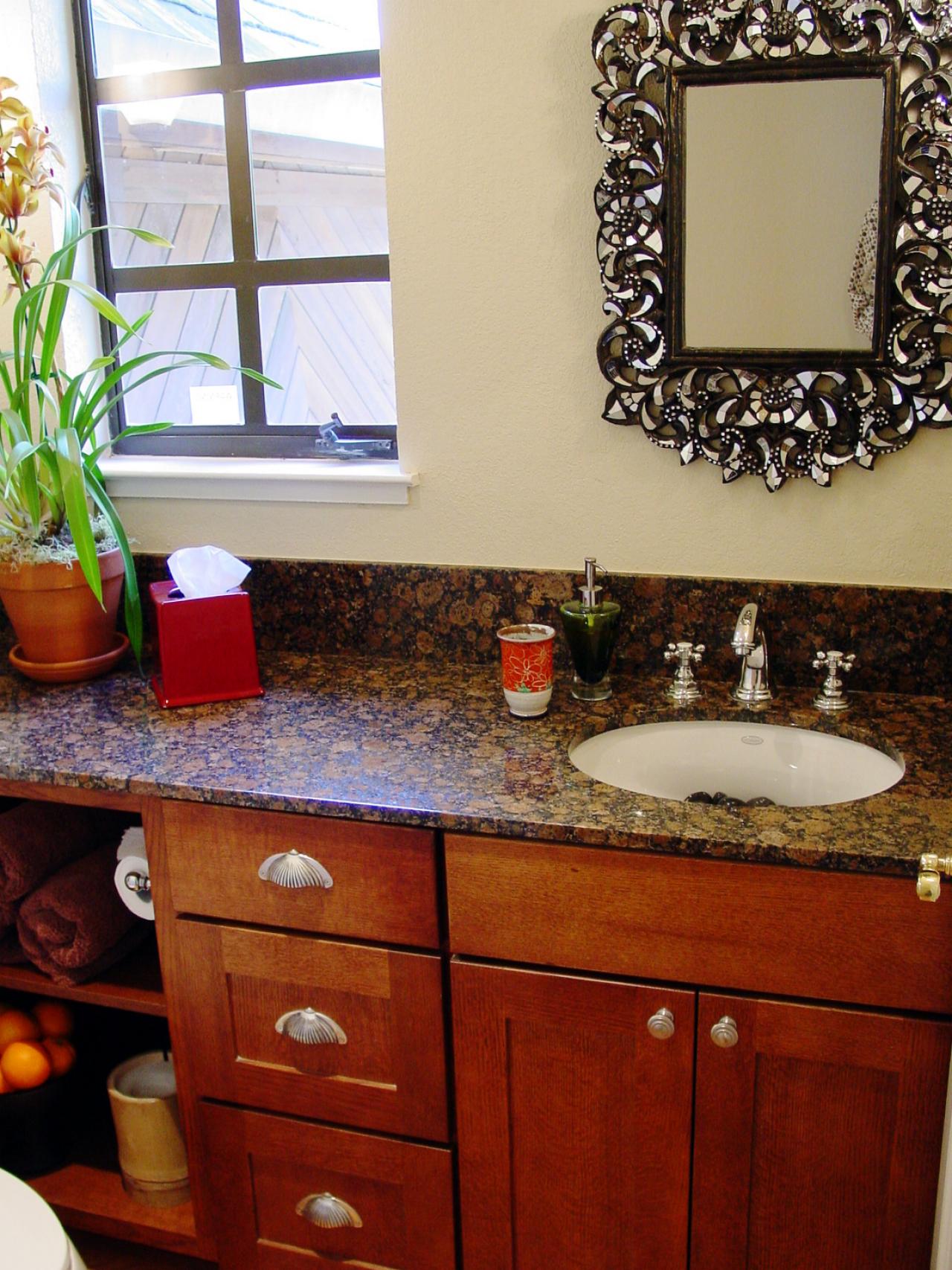 Eclectic Embellished Mirror and Bathroom Vanity HGTV