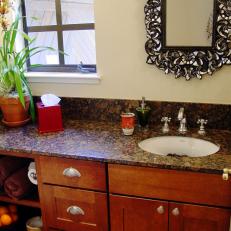 Eclectic Embellished Mirror and Bathroom Vanity