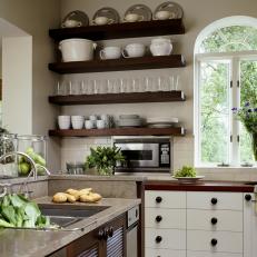White Country Style Kitchen with Open Shelving