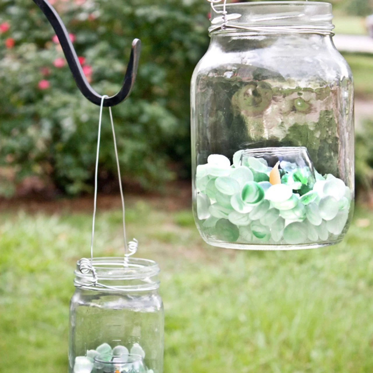 Glass jar lanterns top
