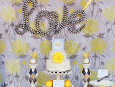 Yellow and Gray Dessert Table