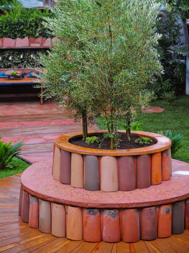 Large Tree Planter Made From Clay Tiles