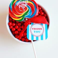 Candy-Themed BIrthday Party with Lollipop Party Favors