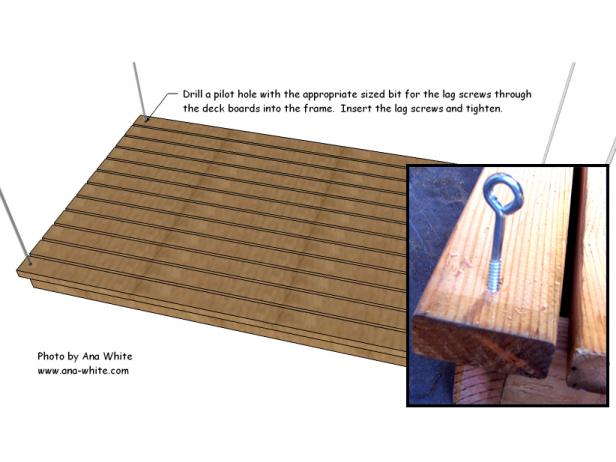 Diagram of How to Attach Lag Screws to Swinging Outdoor Daybed
