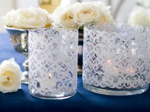 White Patterned Votive Candle Holders