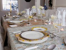 Glass and Metallic Winter Table Setting