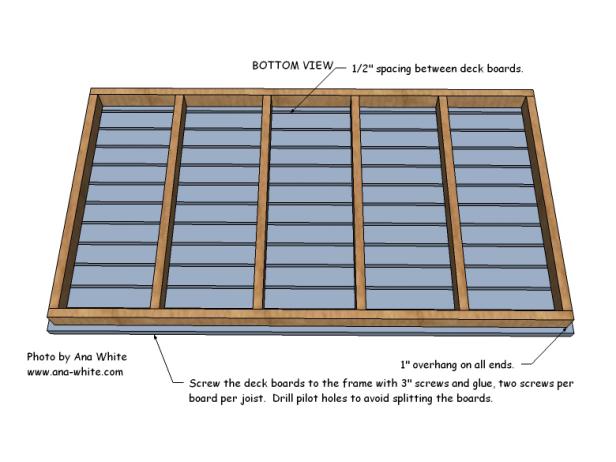 Diagram of Bottom View of Swinging Outdoor Daybed