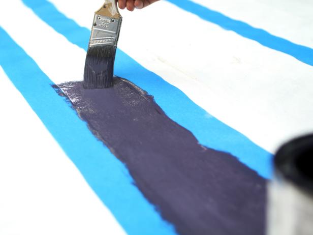 Painting Stripes on Outdoor Rug
