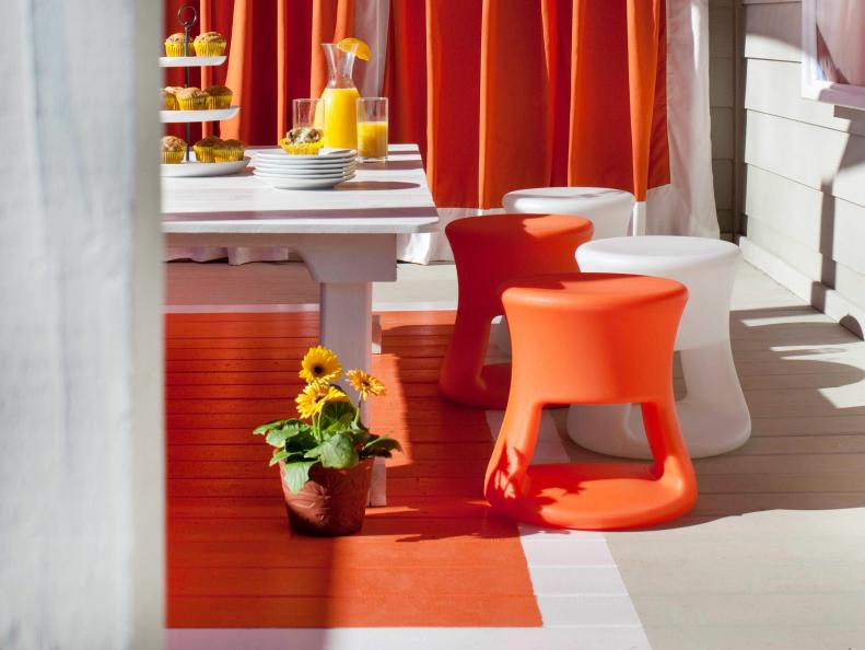 White and Orange Dining Area
