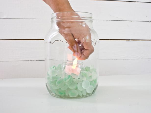 LED Tea Light in Homemade Lantern