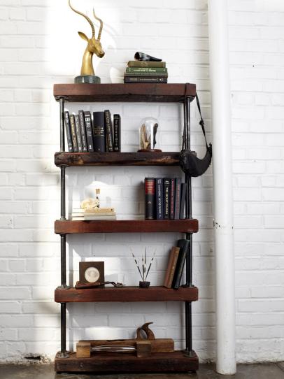 Industrial Rustic Bookshelf, Black Pipe Shelving Plans
