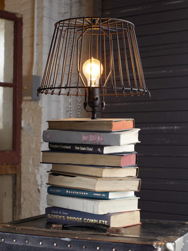 Stacked Books Table Lamp, How To Convert A Table Lampshade Ceiling Shade