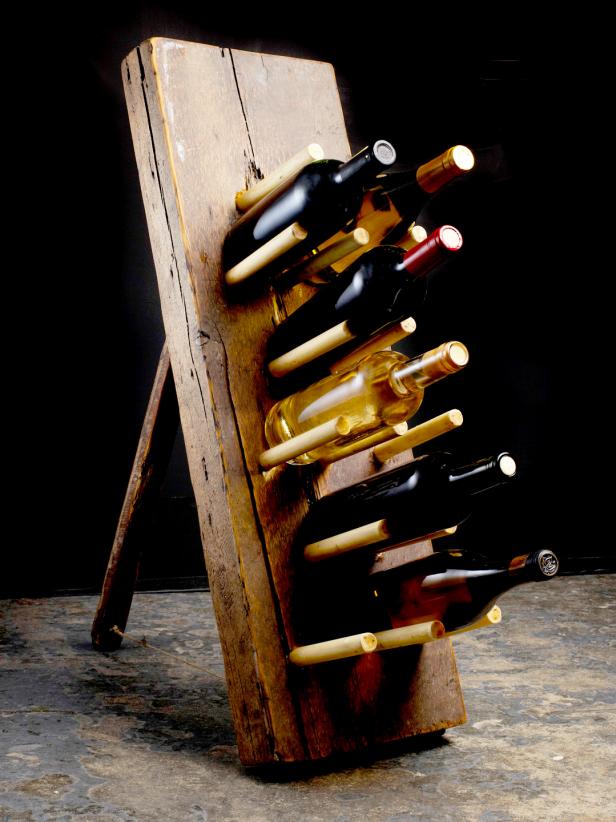 Wine Rack Made from Reclaimed Lumber and Dowels