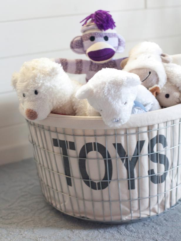 Stuffed Animals in a Storage Basket