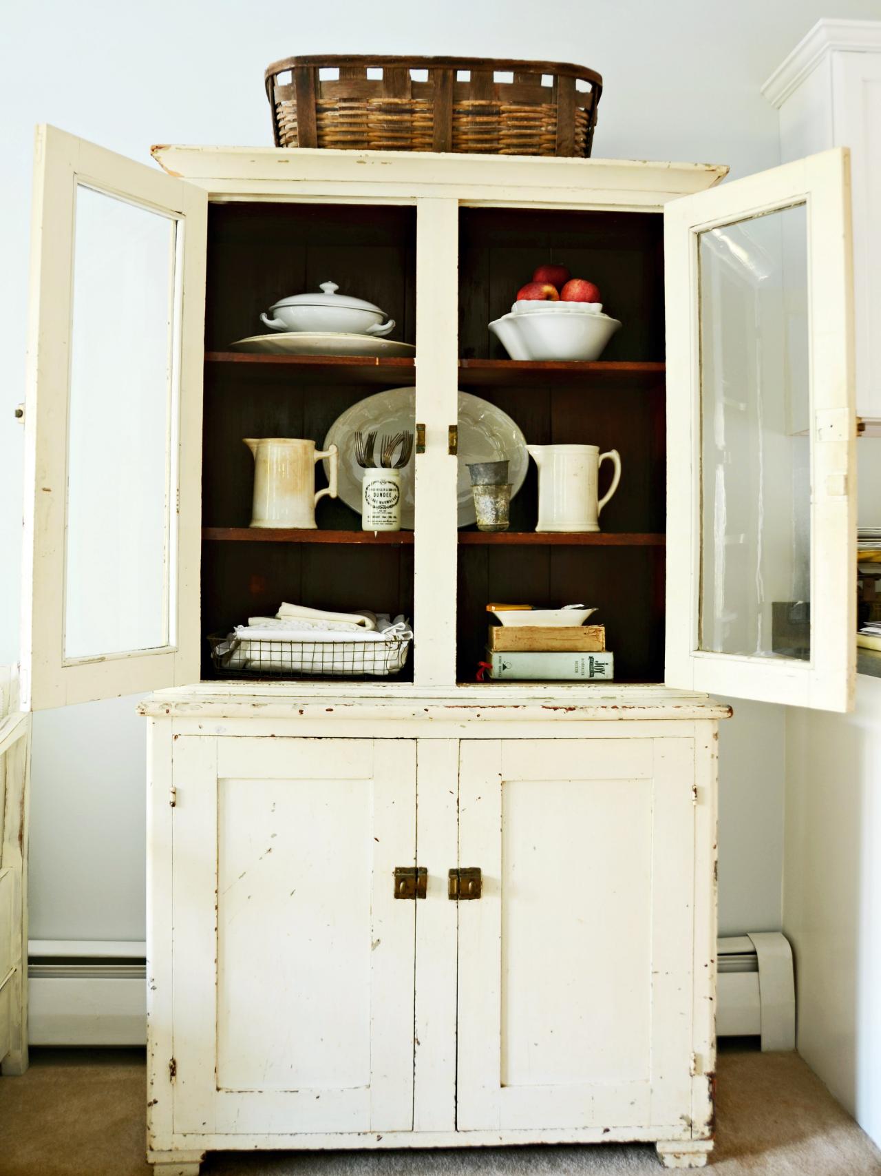 Antique Recycled Kitchen Cabinet Ideas vintage kitchen hutch with natural wood shelves