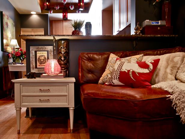 Eclectic Living Room With Leather Sofa | HGTV