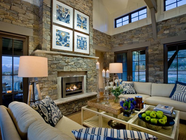 HGTV Dream Home Great Room With Stone Walls
