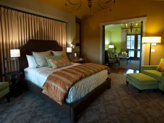 Transitional Master Bedroom With Green and Copper Accents