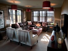 Transitional Living Room and Entertainment Area