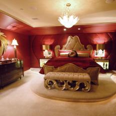Rich Red and Gold Master Bedroom