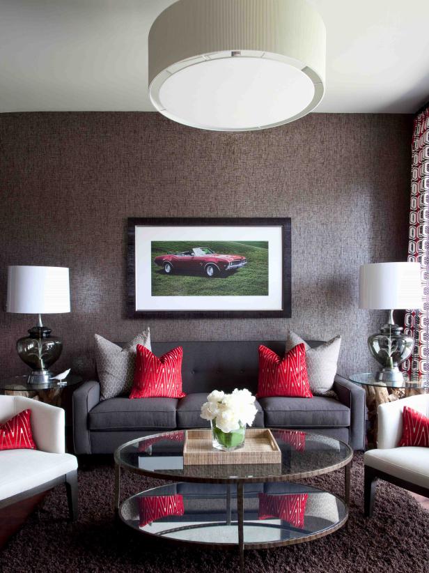 farmhouse living room ideas with red accents