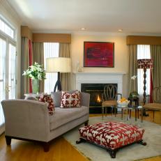 Neutral Living Room With Coordinating Red Accents
