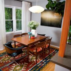 Contemporary Dining Room with Graphic Rug
