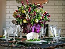 Green, Red and Purple Fruit and Vegetable Centerpiece
