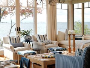 Neutral and Blue Living Room Design