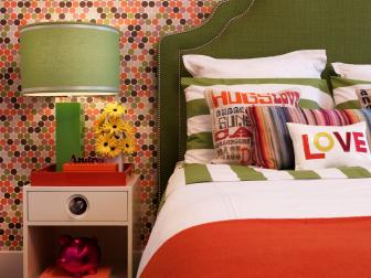 Multicolored Bedroom with Green Headboard