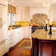 French Country Kitchen with Painted Cabinets