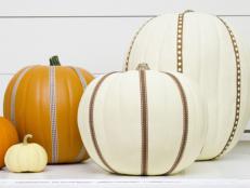 Brown and White Ribbon on Pumpkins