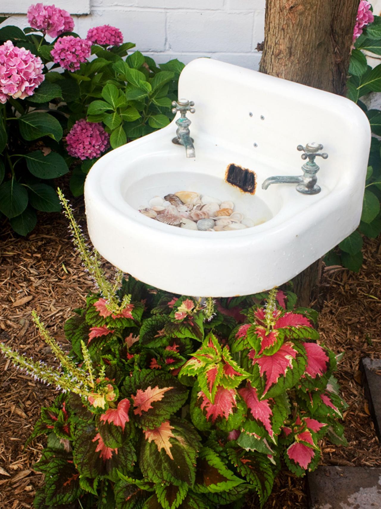 Create a Birdbath From a Salvaged Sink | HGTV